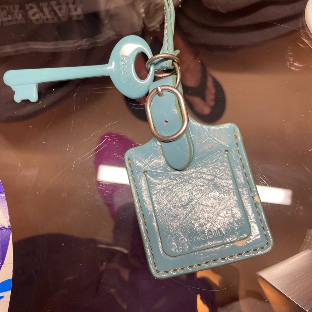 Vintage Fossil Aqua Leather Key Holder